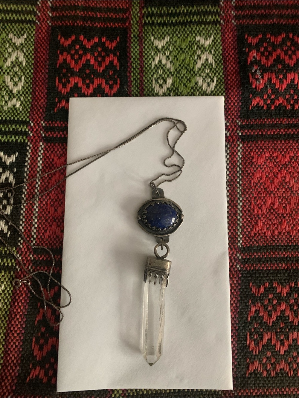 Clear quartz and lapis lazuli necklace